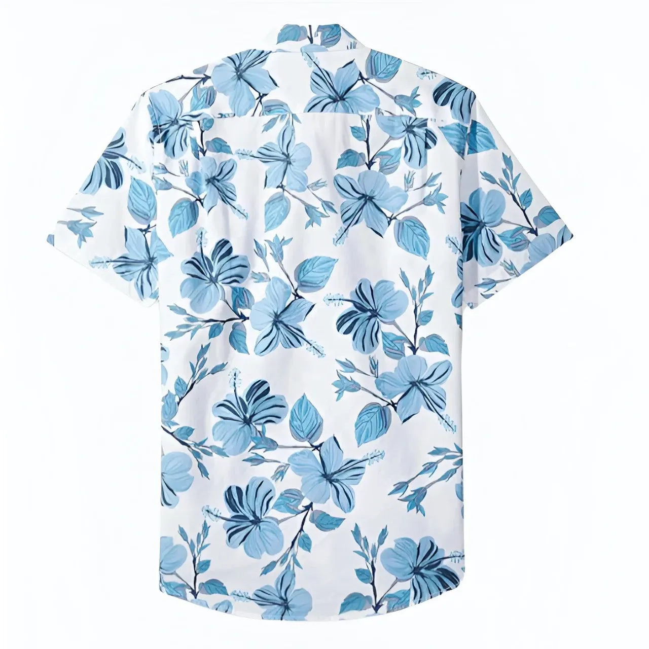 Blue Hibiscus White Shirt
