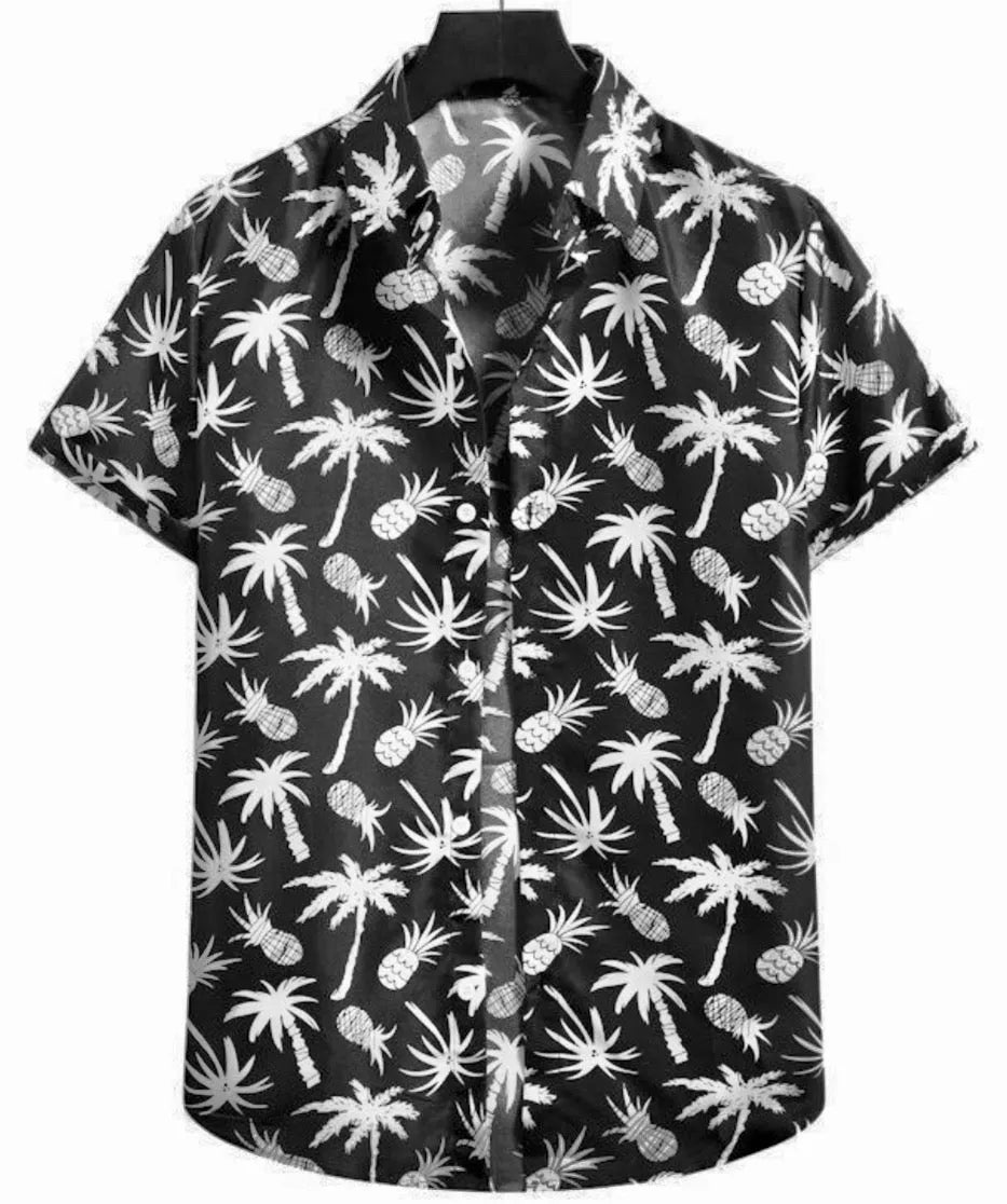 Black Palm Tree & Pineapple Shirt